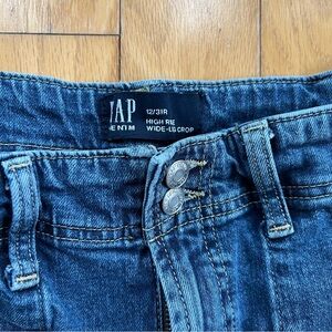 GAP Denim Double-Button High Rise Wide-Leg Crop - Blue